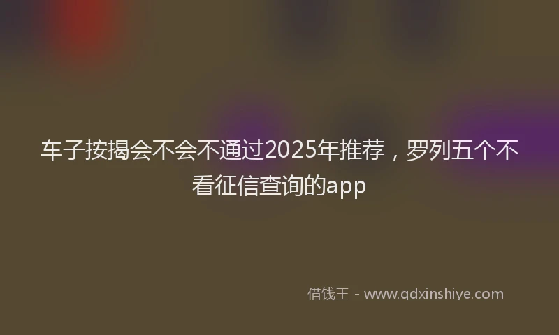 车子按揭会不会不通过2025年推荐，罗列五个不看征信查询的app