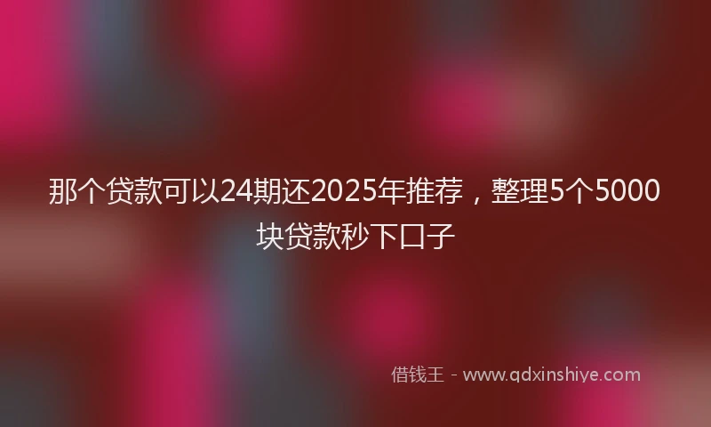 那个贷款可以24期还2025年推荐，整理5个5000块贷款秒下口子