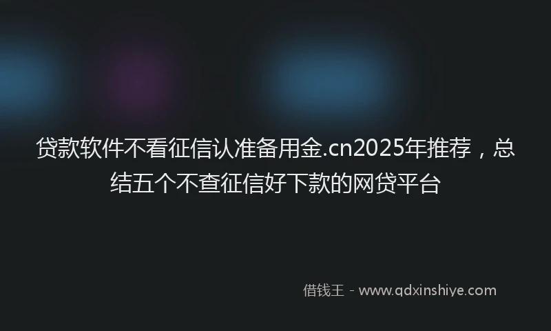 贷款软件不看征信认准备用金.cn2025年推荐，总结五个不查征信好下款的网贷平台
