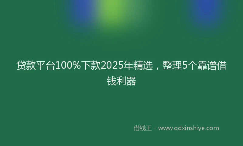 贷款平台100%下款2025年精选，整理5个靠谱借钱利器