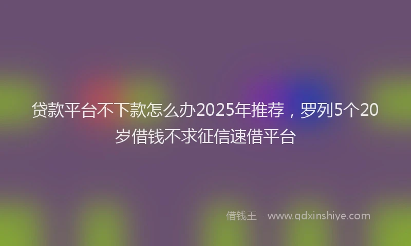 贷款平台不下款怎么办2025年推荐，罗列5个20岁借钱不求征信速借平台
