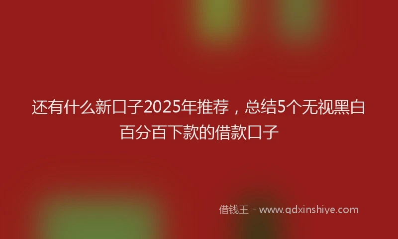 还有什么新口子2025年推荐，总结5个无视黑白百分百下款的借款口子