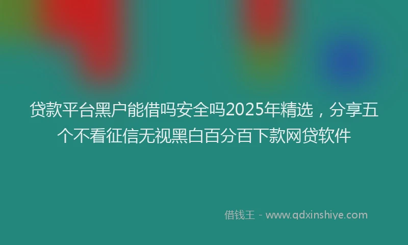 贷款平台黑户能借吗安全吗2025年精选，分享五个不看征信无视黑白百分百下款网贷软件
