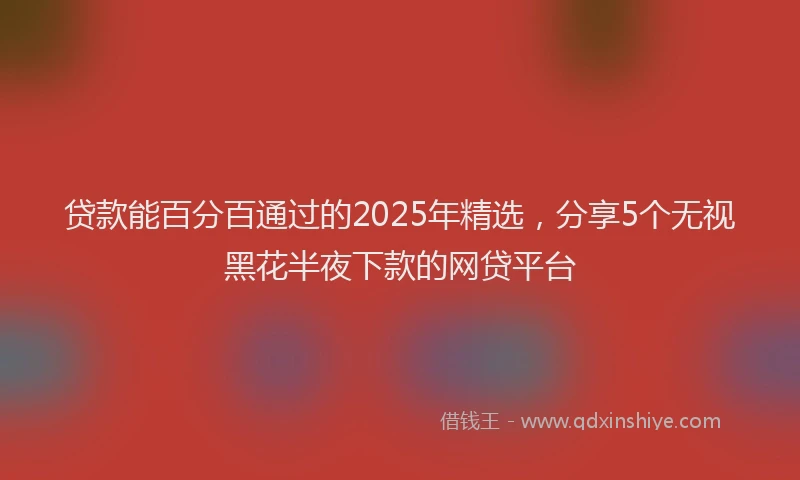 贷款能百分百通过的2025年精选，分享5个无视黑花半夜下款的网贷平台
