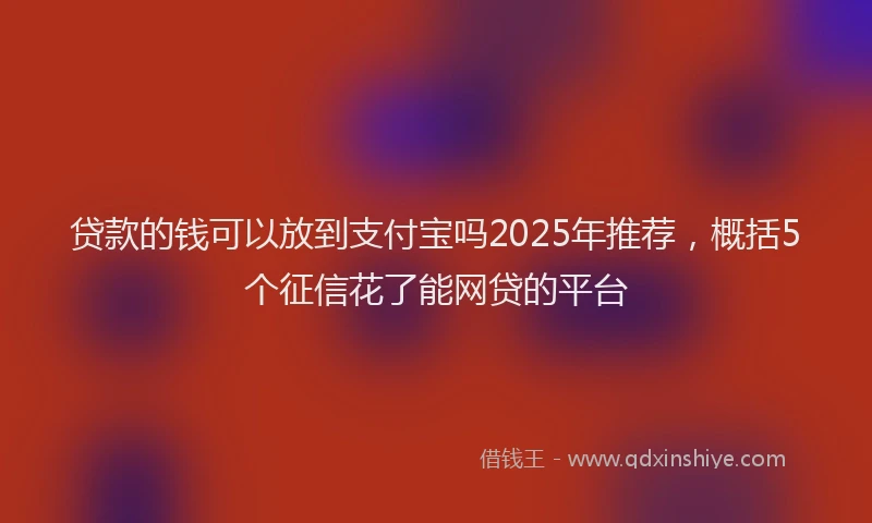 贷款的钱可以放到支付宝吗2025年推荐，概括5个征信花了能网贷的平台