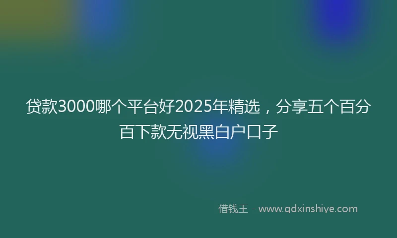 贷款3000哪个平台好2025年精选，分享五个百分百下款无视黑白户口子