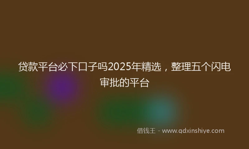 贷款平台必下口子吗2025年精选，整理五个闪电审批的平台