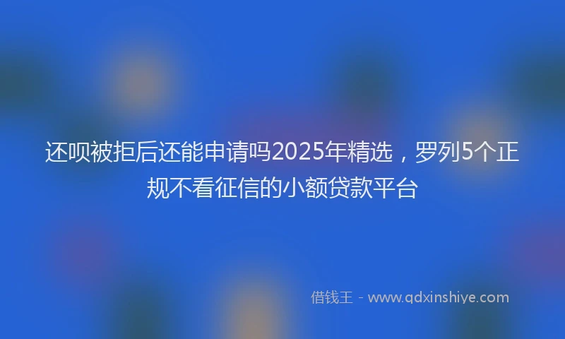 还呗被拒后还能申请吗2025年精选，罗列5个正规不看征信的小额贷款平台