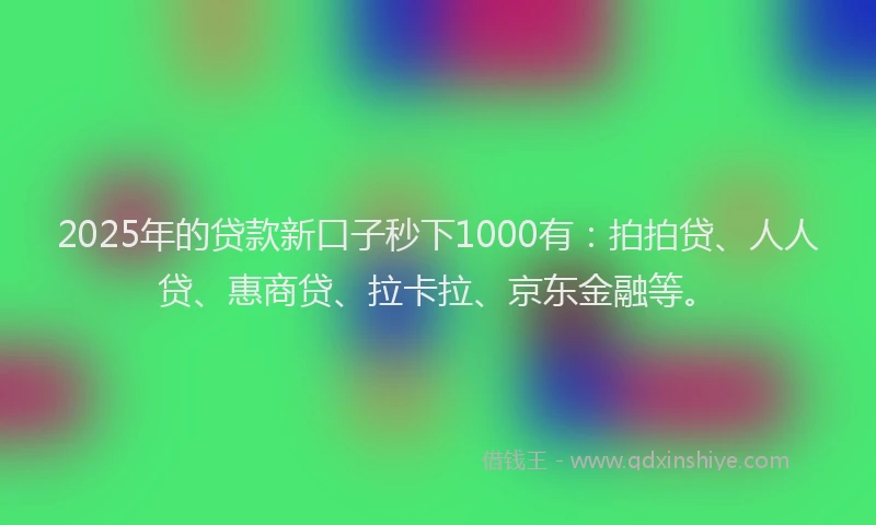 2025年的贷款新口子秒下1000有：拍拍贷、人人贷、惠商贷、拉卡拉、京东金融等。