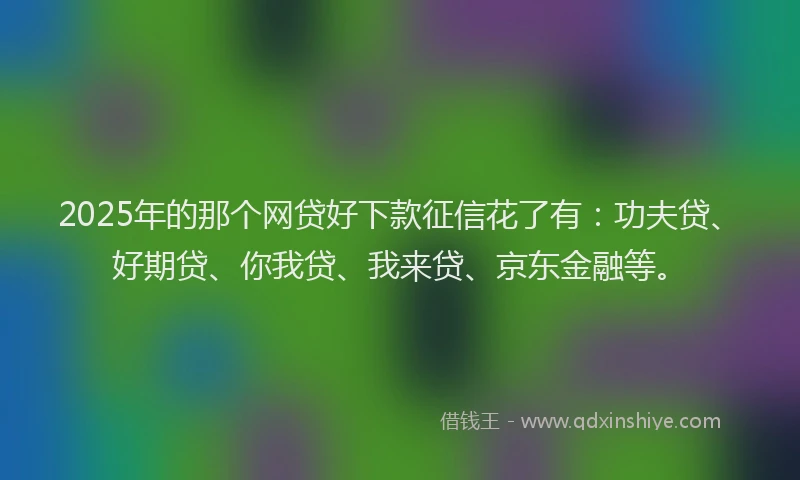 2025年的那个网贷好下款征信花了有：功夫贷、好期贷、你我贷、我来贷、京东金融等。