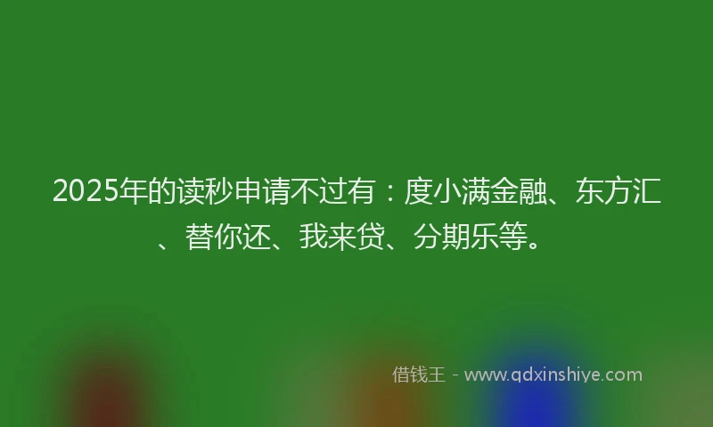 2025年的读秒申请不过有：度小满金融、东方汇、替你还、我来贷、分期乐等。