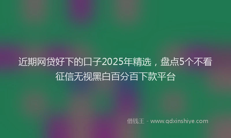近期网贷好下的口子2025年精选，盘点5个不看征信无视黑白百分百下款平台
