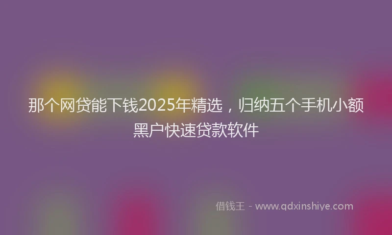 那个网贷能下钱2025年精选，归纳五个手机小额黑户快速贷款软件