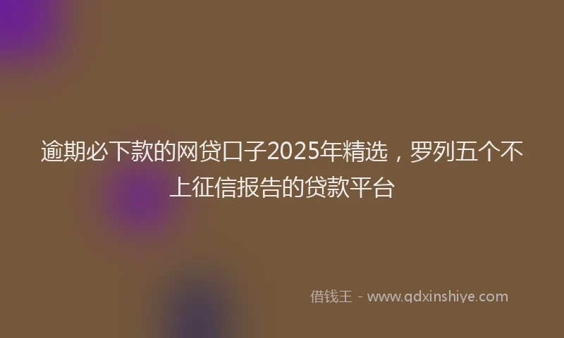 逾期必下款的网贷口子2025年精选，罗列五个不上征信报告的贷款平台