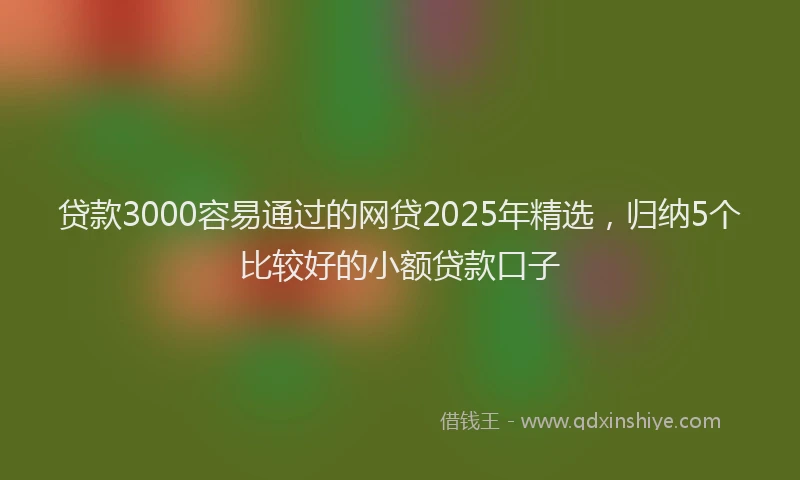 贷款3000容易通过的网贷2025年精选，归纳5个比较好的小额贷款口子