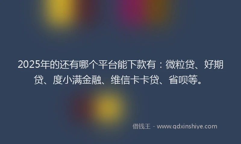 2025年的还有哪个平台能下款有：微粒贷、好期贷、度小满金融、维信卡卡贷、省呗等。
