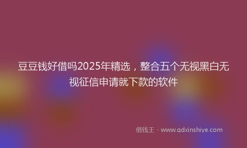 豆豆钱好借吗2025年精选，整合五个无视黑白无视征信申请就下款的软件