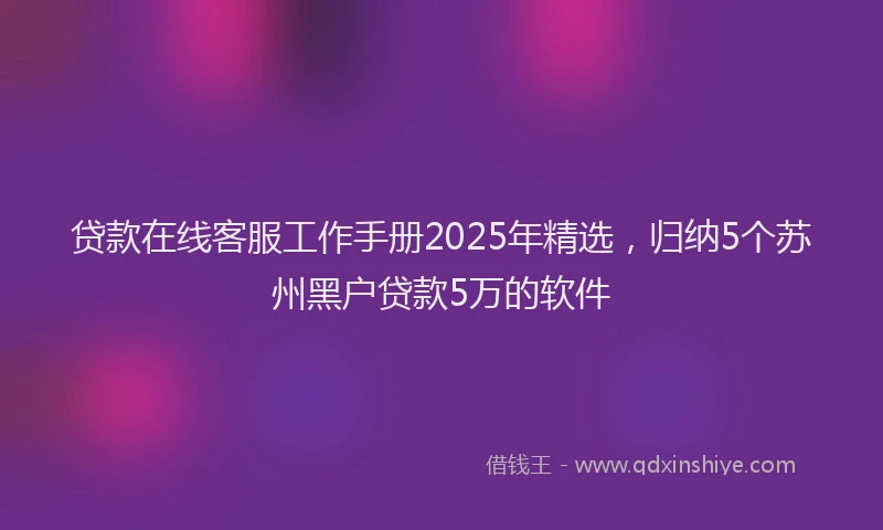 贷款在线客服工作手册2025年精选，归纳5个苏州黑户贷款5万的软件