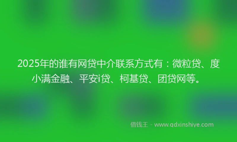 2025年的谁有网贷中介联系方式有：微粒贷、度小满金融、平安i贷、柯基贷、团贷网等。