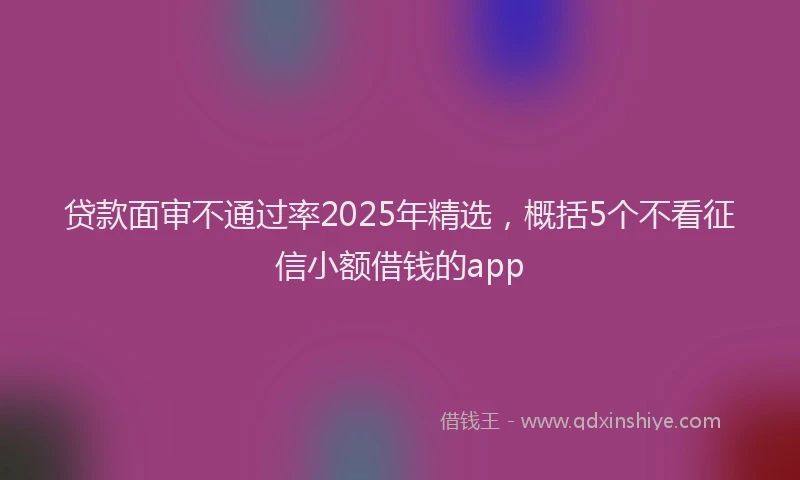 贷款面审不通过率2025年精选，概括5个不看征信小额借钱的app
