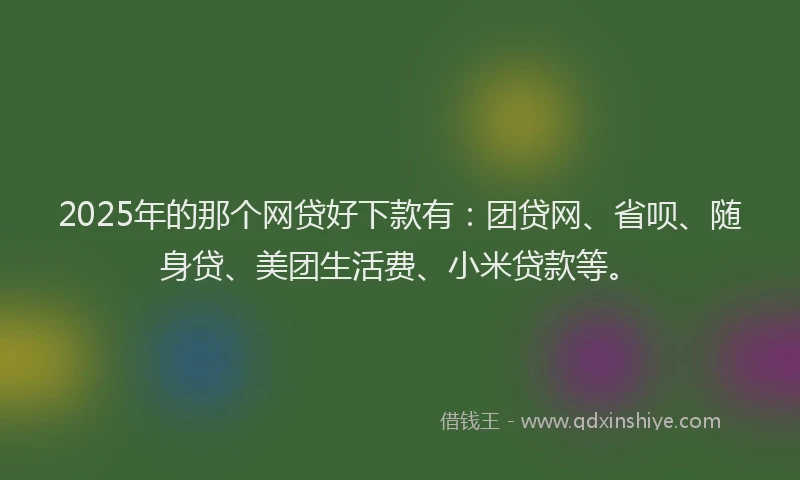2025年的那个网贷好下款有：团贷网、省呗、随身贷、美团生活费、小米贷款等。