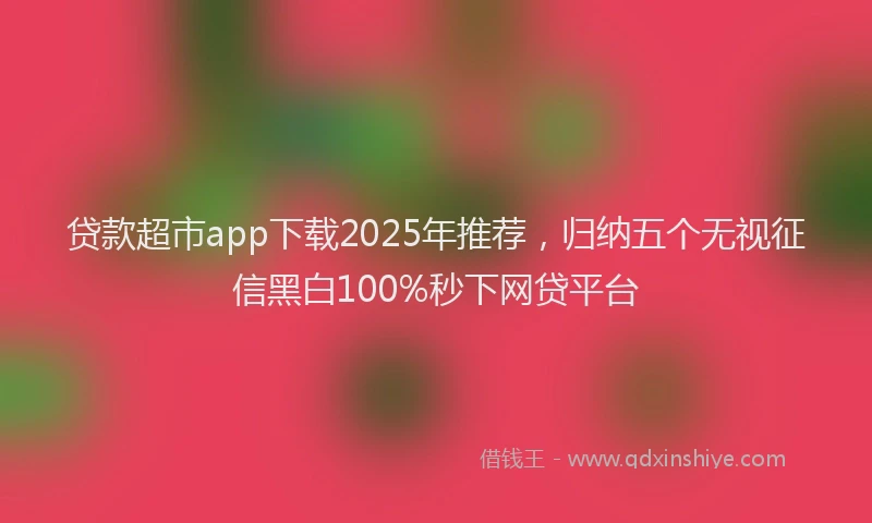 贷款超市app下载2025年推荐，归纳五个无视征信黑白100%秒下网贷平台