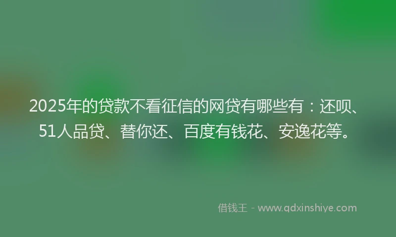 2025年的贷款不看征信的网贷有哪些有：还呗、51人品贷、替你还、百度有钱花、安逸花等。