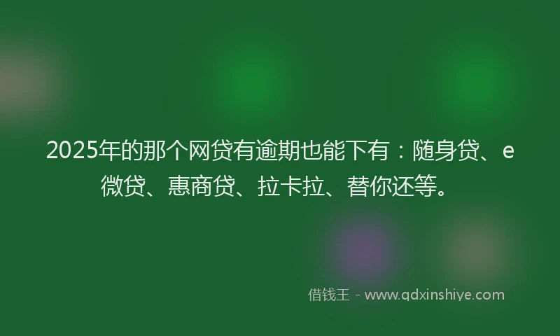 2025年的那个网贷有逾期也能下有：随身贷、e微贷、惠商贷、拉卡拉、替你还等。
