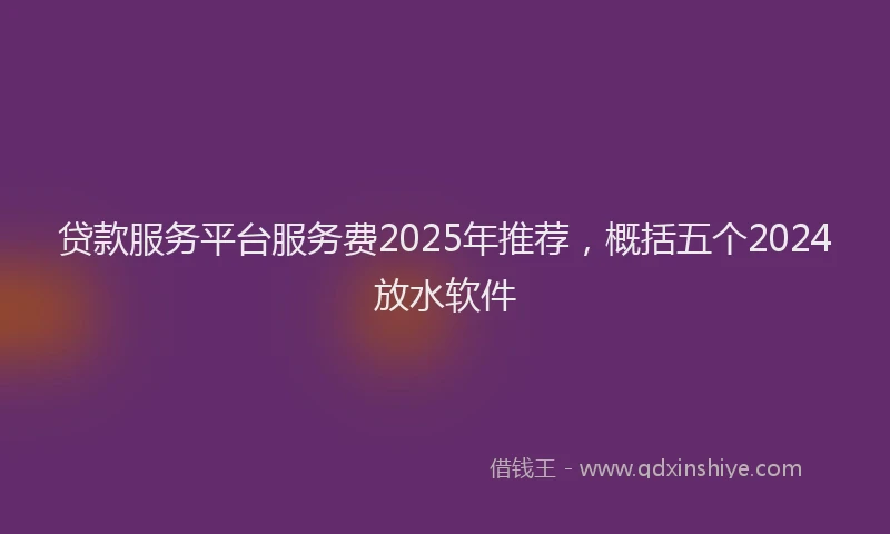 贷款服务平台服务费2025年推荐，概括五个2024放水软件