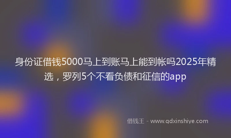 身份证借钱5000马上到账马上能到帐吗2025年精选，罗列5个不看负债和征信的app