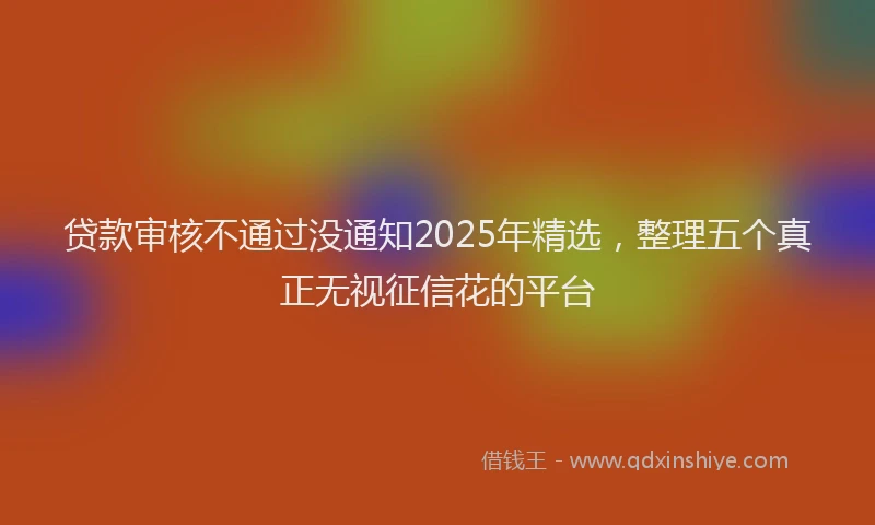 贷款审核不通过没通知2025年精选，整理五个真正无视征信花的平台