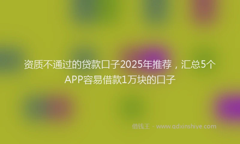 资质不通过的贷款口子2025年推荐，汇总5个APP容易借款1万块的口子