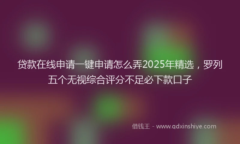 贷款在线申请一键申请怎么弄2025年精选，罗列五个无视综合评分不足必下款口子