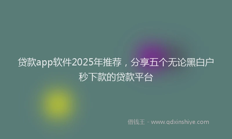 贷款app软件2025年推荐，分享五个无论黑白户秒下款的贷款平台