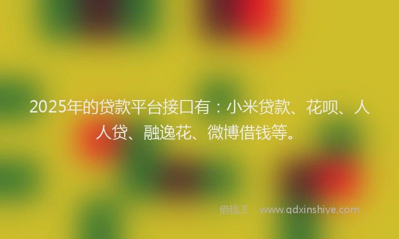 2025年的贷款平台接口有：小米贷款、花呗、人人贷、融逸花、微博借钱等。