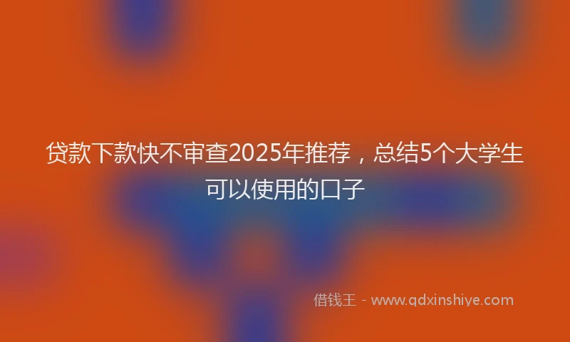 贷款下款快不审查2025年推荐，总结5个大学生可以使用的口子