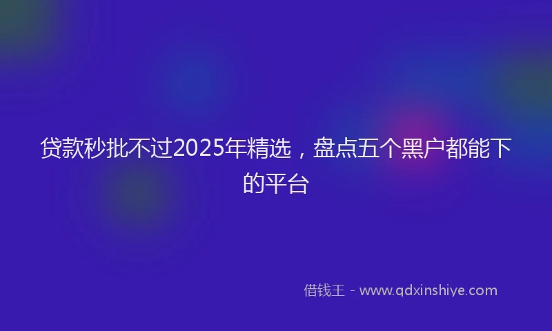 贷款秒批不过2025年精选，盘点五个黑户都能下的平台