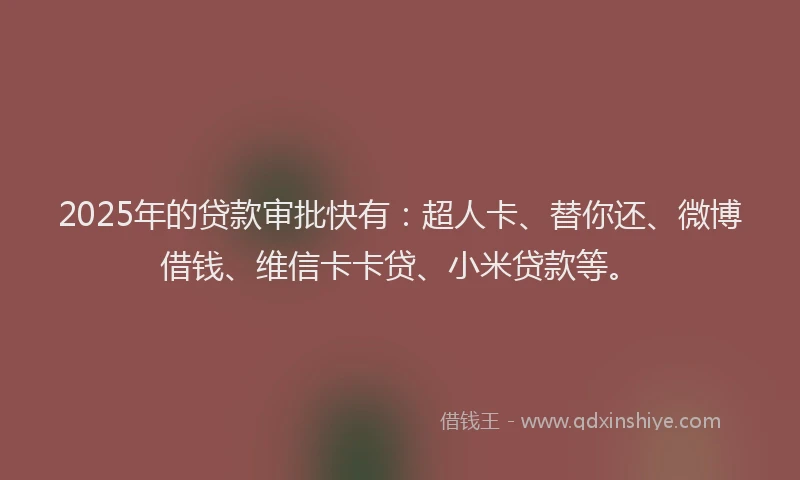 2025年的贷款审批快有：超人卡、替你还、微博借钱、维信卡卡贷、小米贷款等。