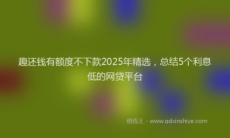 趣还钱有额度不下款2025年精选，总结5个利息低的网贷平台
