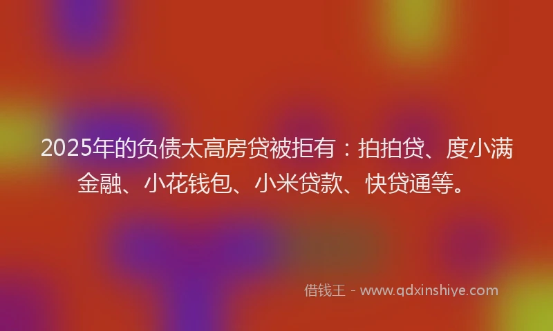 2025年的负债太高房贷被拒有：拍拍贷、度小满金融、小花钱包、小米贷款、快贷通等。