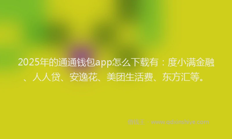 2025年的通通钱包app怎么下载有：度小满金融、人人贷、安逸花、美团生活费、东方汇等。