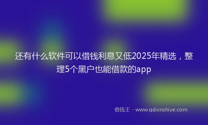 还有什么软件可以借钱利息又低2025年精选，整理5个黑户也能借款的app