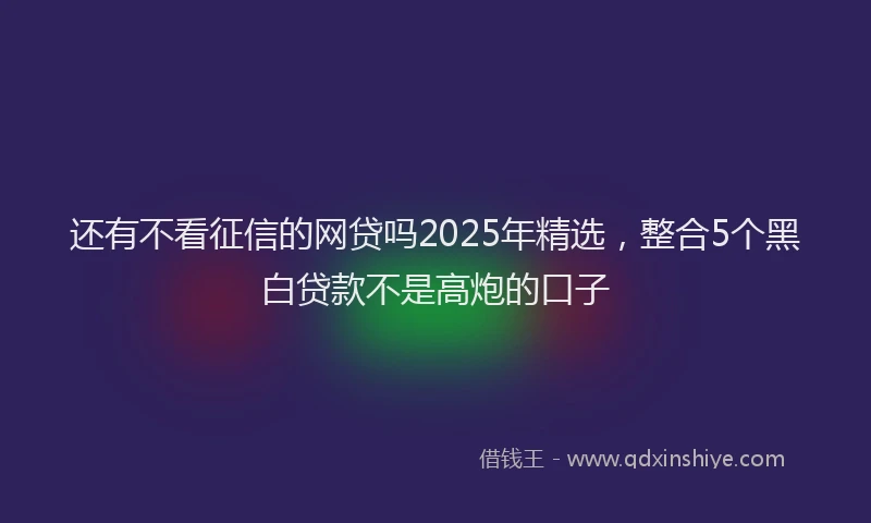 还有不看征信的网贷吗2025年精选，整合5个黑白贷款不是高炮的口子
