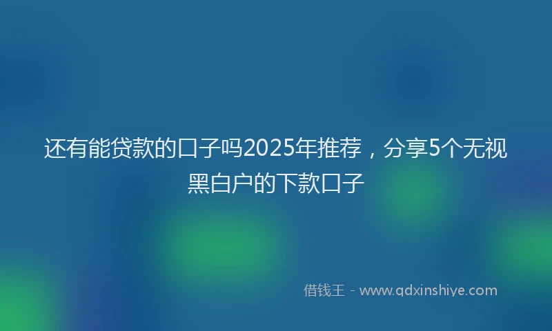 还有能贷款的口子吗2025年推荐，分享5个无视黑白户的下款口子