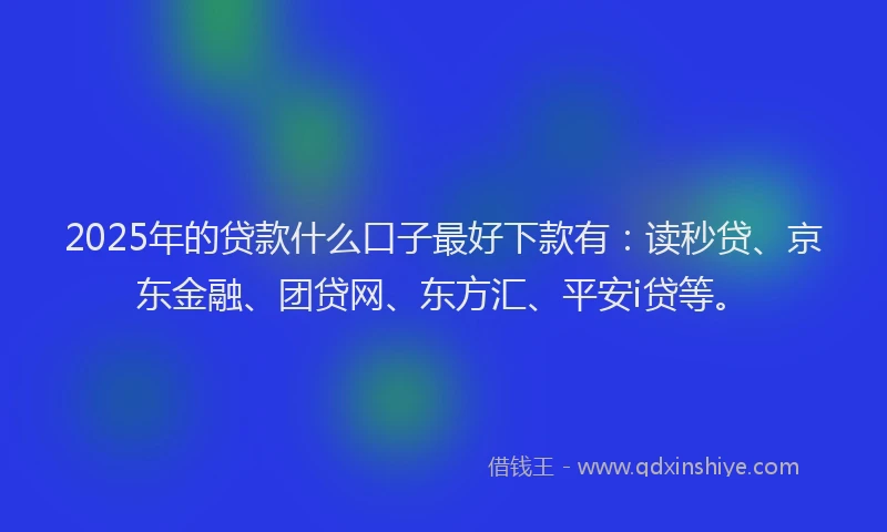 2025年的贷款什么口子最好下款有：读秒贷、京东金融、团贷网、东方汇、平安i贷等。