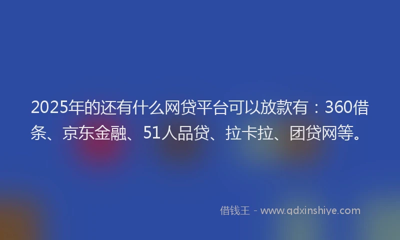 2025年的还有什么网贷平台可以放款有：360借条、京东金融、51人品贷、拉卡拉、团贷网等。
