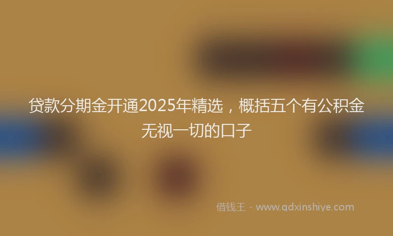 贷款分期金开通2025年精选，概括五个有公积金无视一切的口子