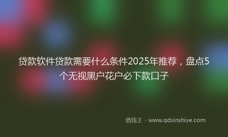 贷款软件贷款需要什么条件2025年推荐，盘点5个无视黑户花户必下款口子