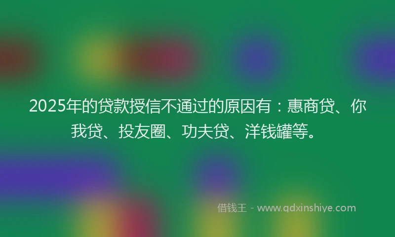 2025年的贷款授信不通过的原因有：惠商贷、你我贷、投友圈、功夫贷、洋钱罐等。