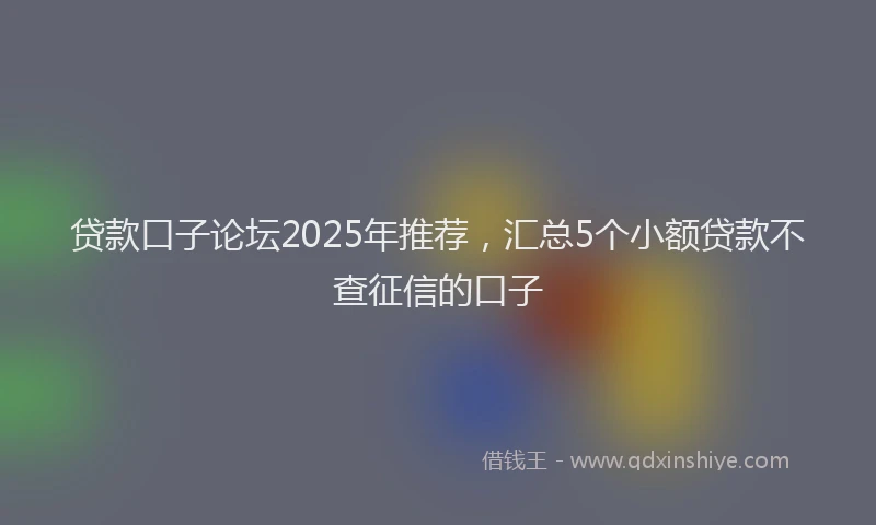 贷款口子论坛2025年推荐，汇总5个小额贷款不查征信的口子